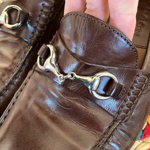 Trask Men's Brown Leather Loafers with Silver Accent Horsebit